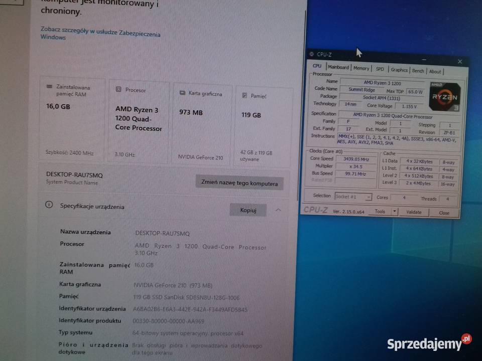 AMD Ryzen 3 1200 AE 4x31GHz AM4 8MB Sprawny
