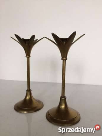 2 Świeczniki mosiężne styl zachodniopomorskie Szczecinek