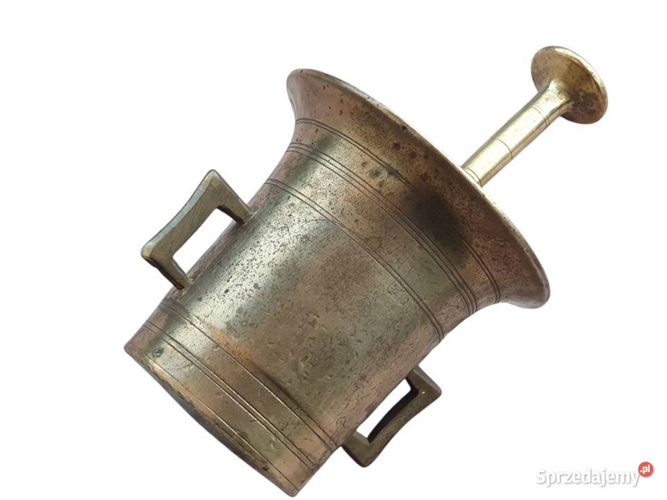 Stary mosiężny moździerz kuchenny sygnowany lata śląskie Cieszyn sprzedam