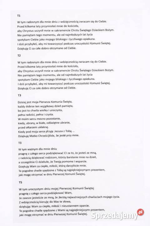 PODZIĘKOWANIE KOMUNIJNE W RAMCE A4