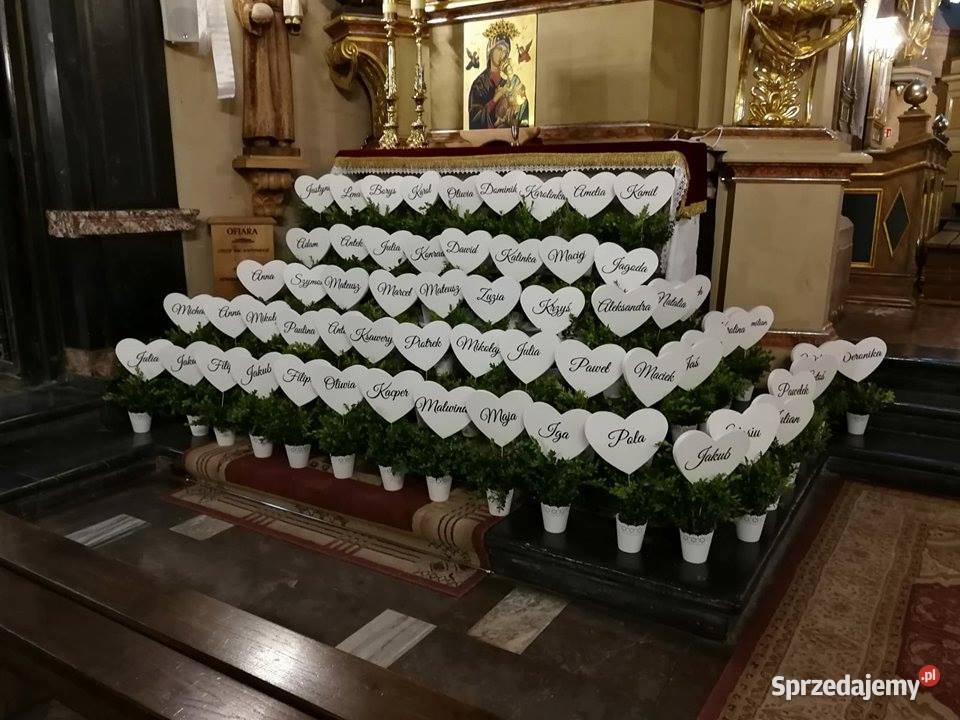 Serce z imionami dzieci na Pierwsza Komunię Dekoracje i ozdoby Jasienica Rosielna sprzedam