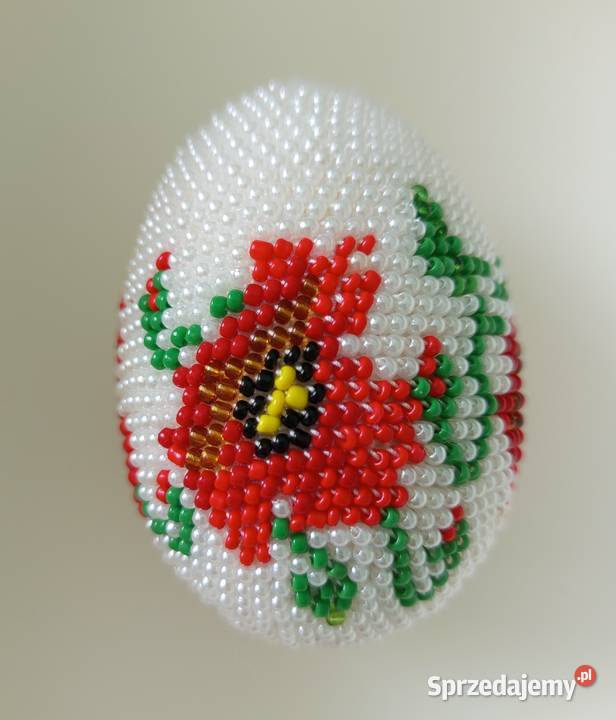 Pisanka szydełkowa z koralików jajko wielkanocne Garbów