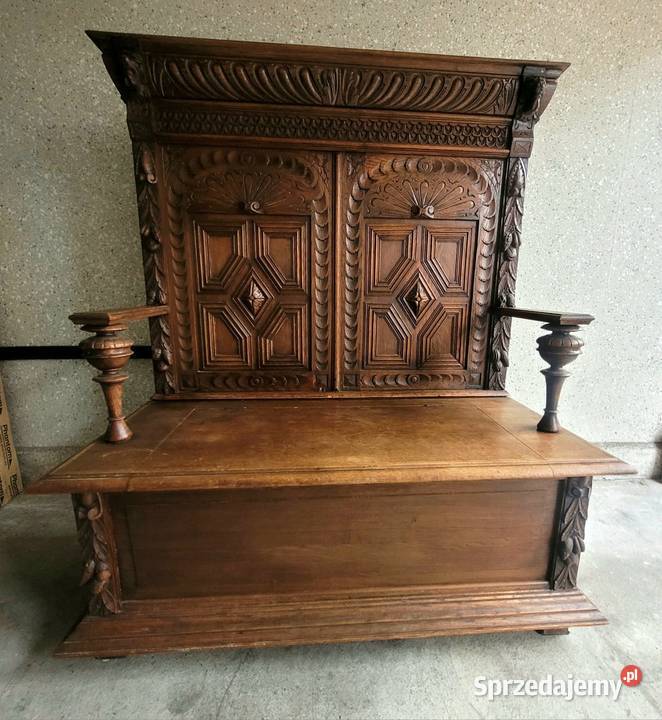 ŁAWKA ZE SKRZYNIĄ drewno Nysa