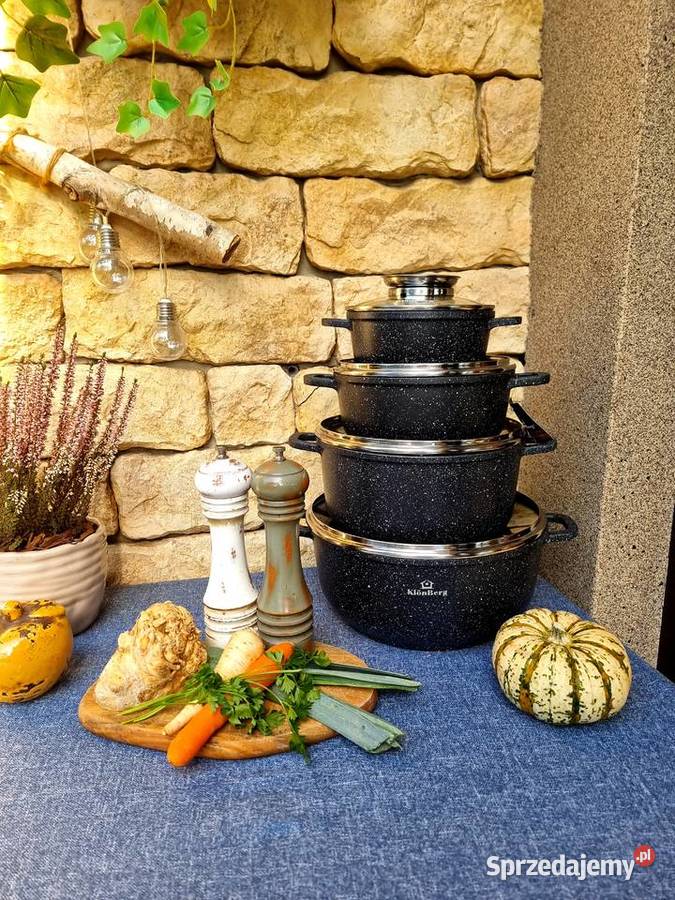 209 Garnki marmurkowe Klonberg szare i czarne śląskie Zabrze sprzedam