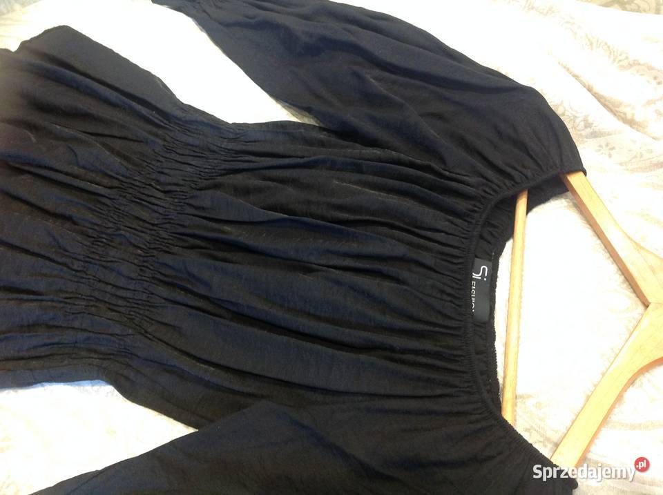 Bluzka Czarna Damska Hiszpanka SM M j Nowa długi Bluzki i koszule Nowa Sól