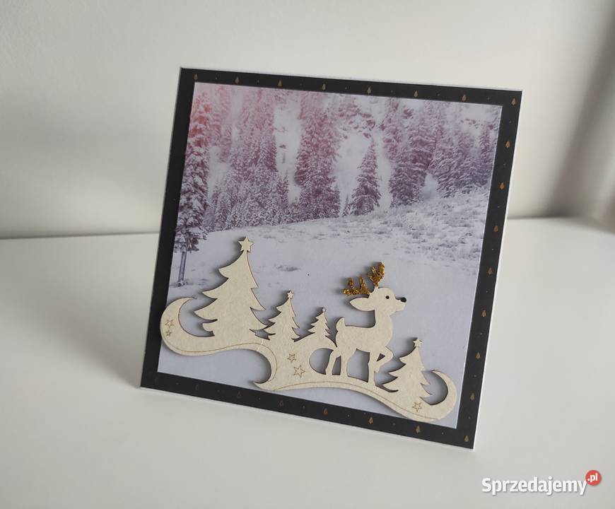 Kartka ręcznie robiona Boże Narodzenie renifer Łódź sprzedam
