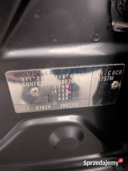 Honda Civic IX 18 iVTEC polski salon 1800cm3 Kielce