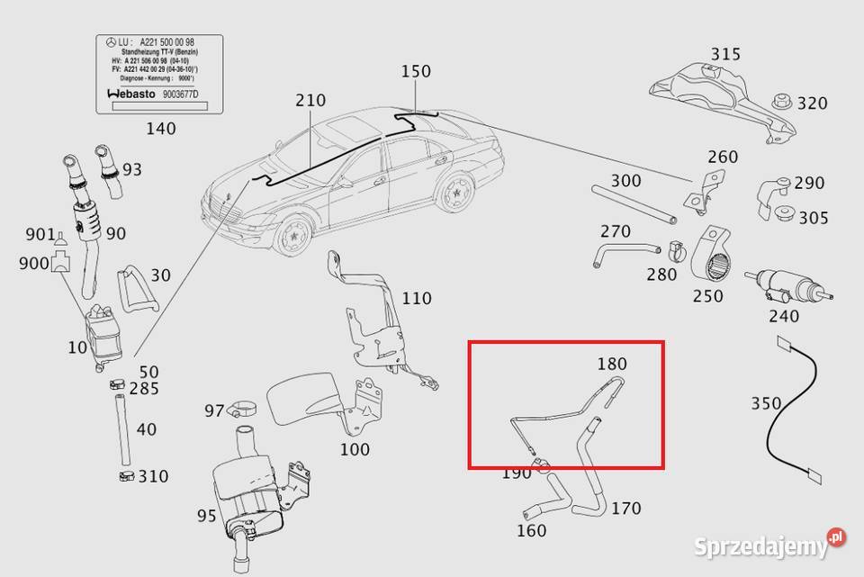 MERCEDES Sklasa W221 przewod paliwowy webasto OE śląskie Ruda Śląska