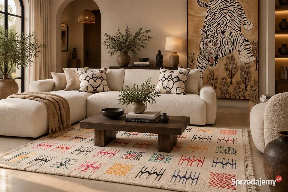 Bialy tygrys 183x122 recznie malowane plotno z
