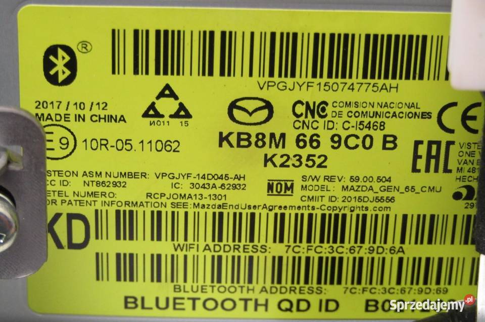 WYŚWIETLACZ EKRAN MODUŁ RADIO NAWIGACJA MAZDA