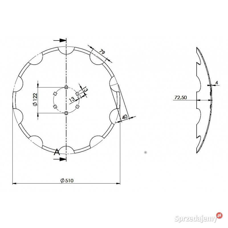 Talerz do agregatu talerzowego zębaty 510 mm 6 Kamionna