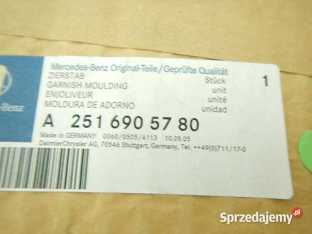 LISTWA SZYBY KAROSERYJNEJ LEWY TYŁ MERCEDES W251