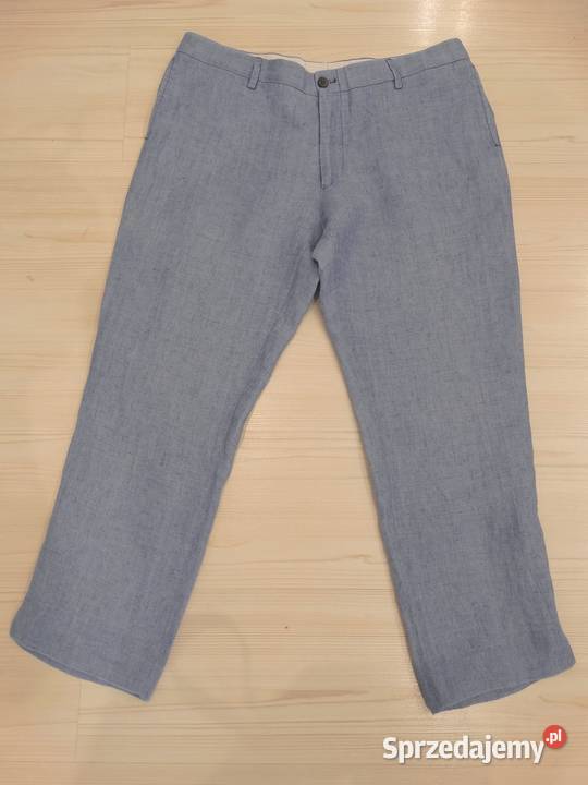 Spodnie Lniane 100 Len Capri Błękitne Icy Blue podlaskie Łomża sprzedam