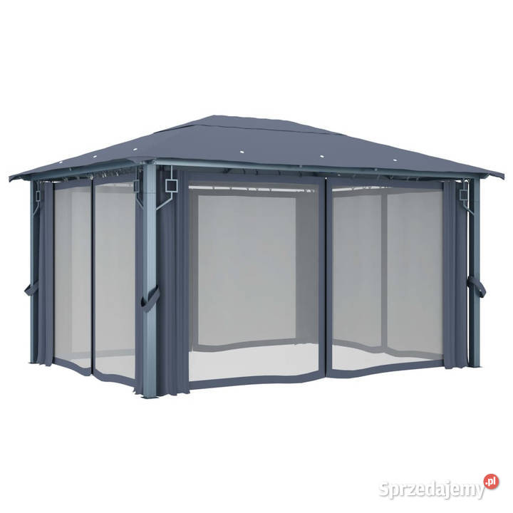 Altana ogrodowa z zasłonami 400x300 antracytowa Warszawa