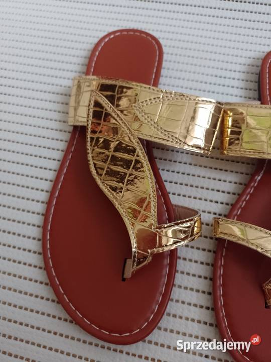 40 Złote Klapki japonki z Londynu NOWE brązowy/beżowy Kraków sprzedam