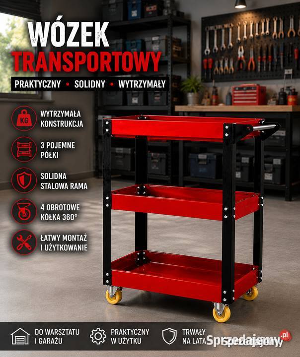 Wózek transportowy warsztatowy 3 półki Nowy Brzezówka