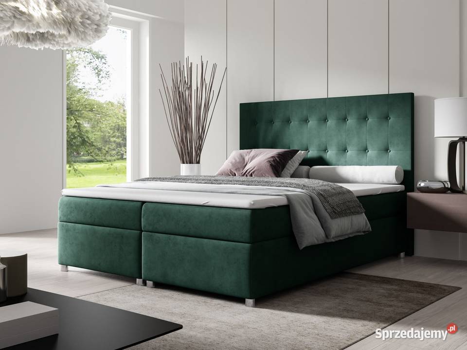 Dwuosobowe kontynentalne łóżko z materacem K6 58cm wielkopolskie sprzedam
