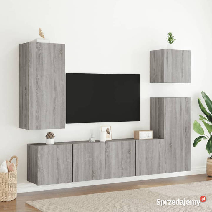 Ścienne szafki TV 2 szary dąb sonoma 80x30x41 Warszawa