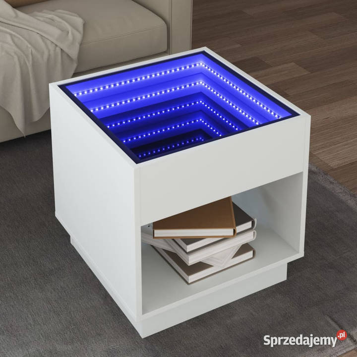 Stolik kawowy z LED Infinity biały 50x50x50 mazowieckie Warszawa sprzedam