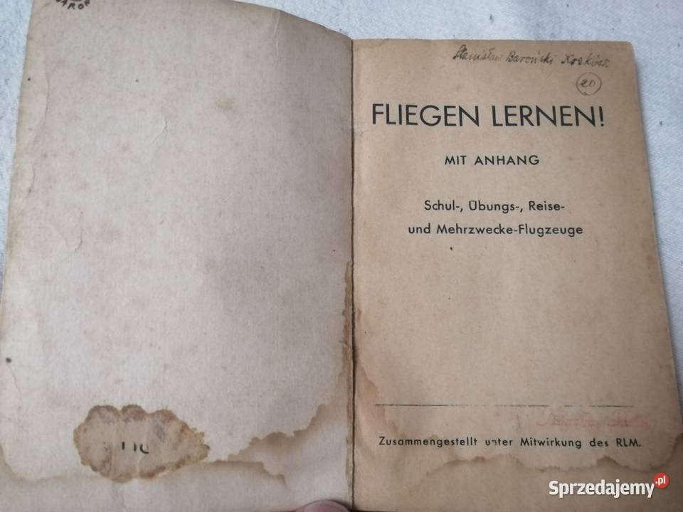 Podręcznik Luftwaffe Fliegen Lernen 1941 2 wojna Kraków sprzedam