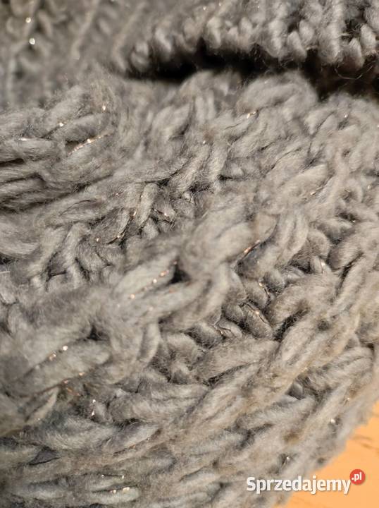 mięsisty gruby szal długi szalik czapka komplet Kielce