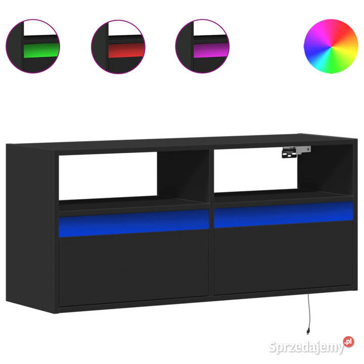 Ścienna szafka TV z LED czarna 100x31x45 Warszawa
