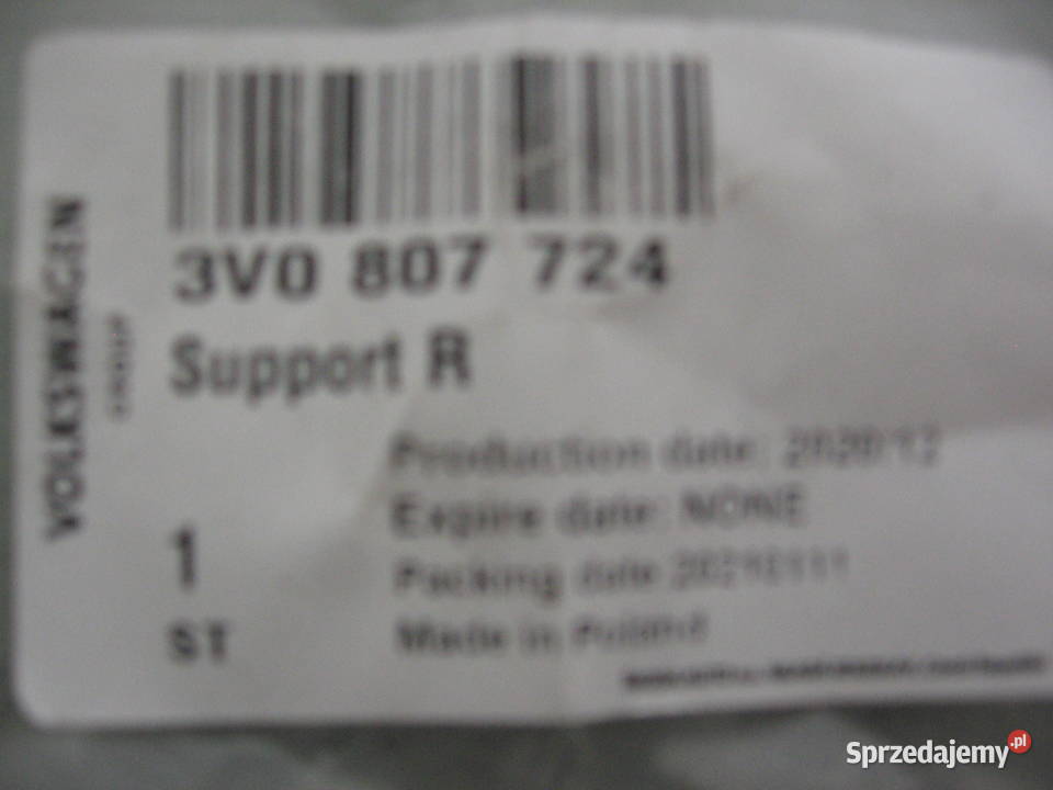 3V0807724 Skoda Superb 3 Ślizg wspornik zderzaka Pozostałe Warszawa