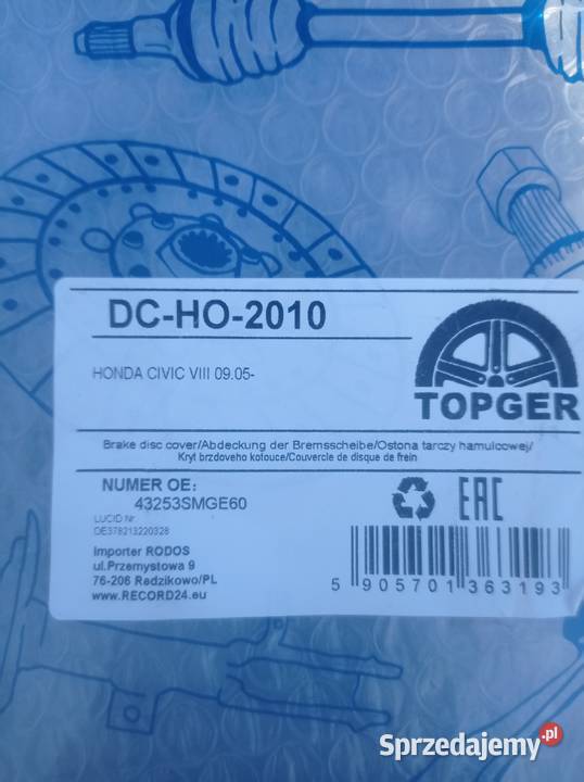 Tarcze kotwiczne antybryzgowe 43253SMGE60 mazowieckie