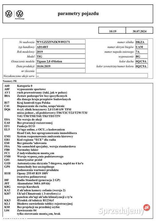 Sprzedam Volkswagen Tiguan immobilizer Tiguan