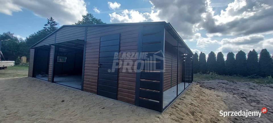 Garaż blaszany 10x6m wiata 1m 2x Brama uchylna Sprzedaż