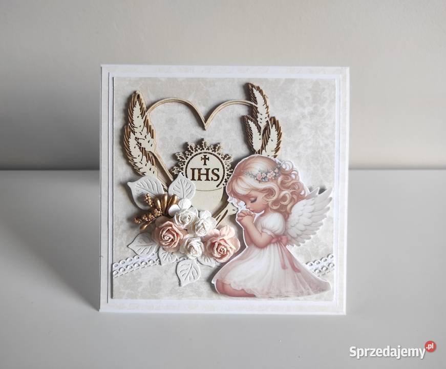 Kartka ręcznie robiona na Komunię Świętą Łódź