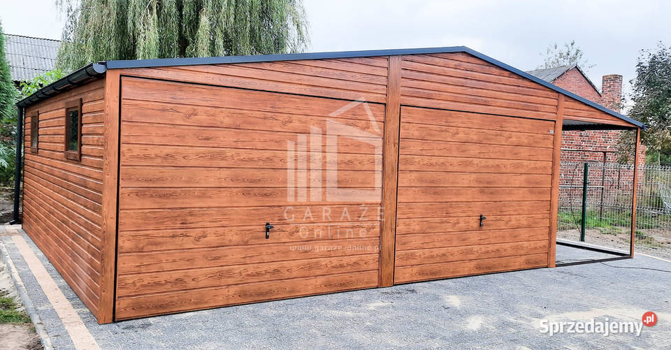 GARAŻ BLASZANY 6m x 6m 2m wiata 2x Brama drzwi