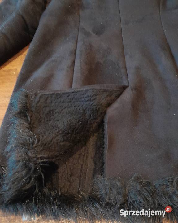 Elegancki czarny kożuch eko damski Warszawa