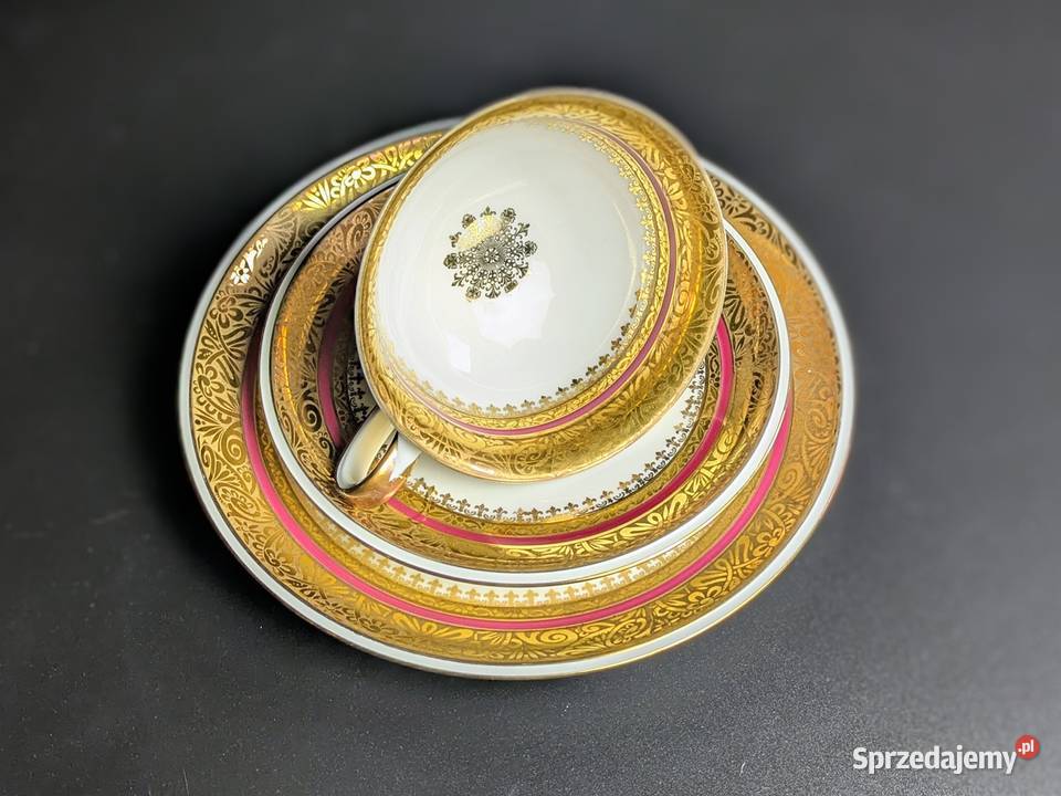 Kolekcjonerskie Trio Hutschenreuther Bavaria Porcelana i szkło Legnica