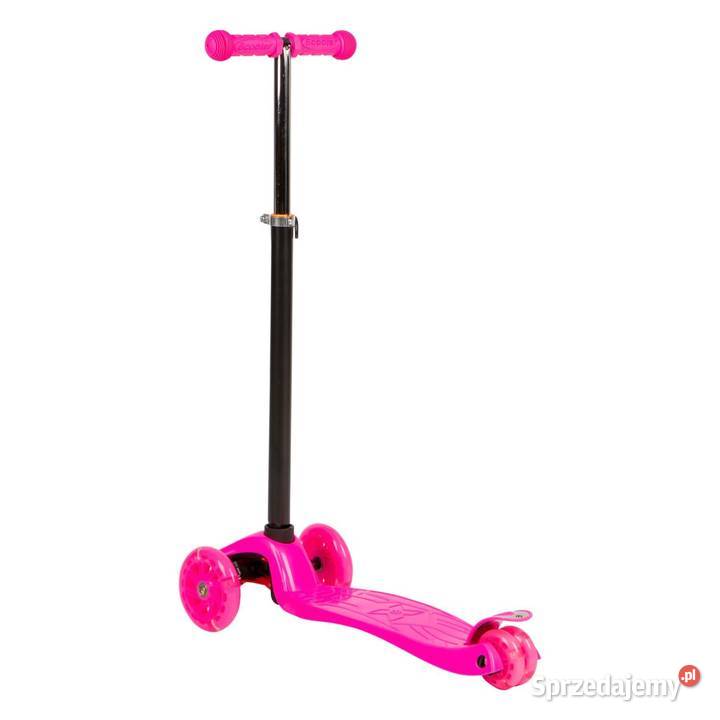 Różowa balansowa hulajnoga składana trójkołowa