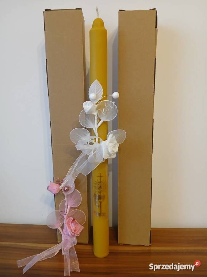 Świeca chrzest komunia 100 naturalny wosk Sędziszów Małopolski