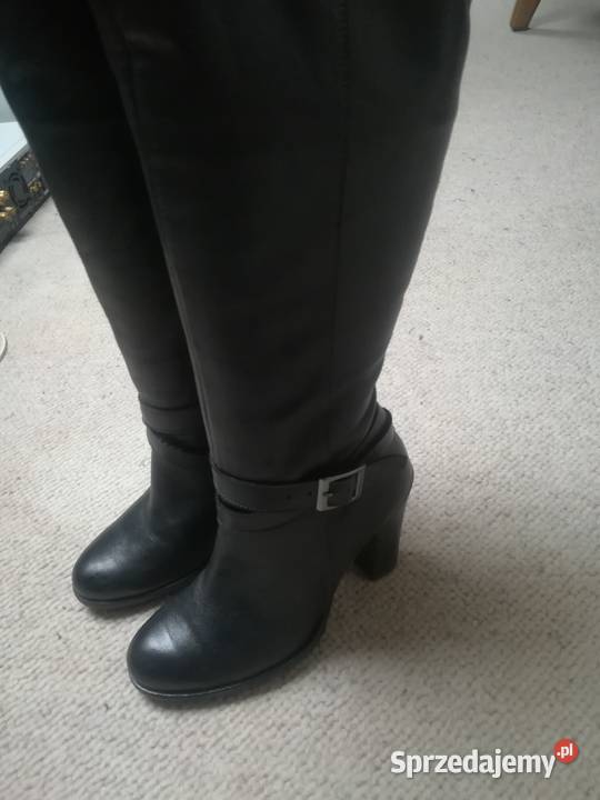 Nowe kozaki ze skóry naturalnej okazja czarny Warszawa