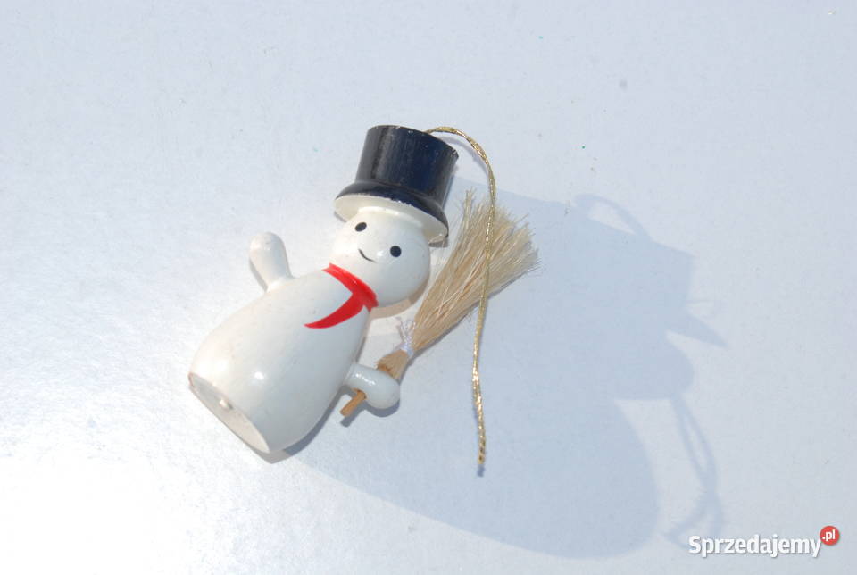 Stara ozdoba choinkowa bombka drewniana bałwan Cieszyn