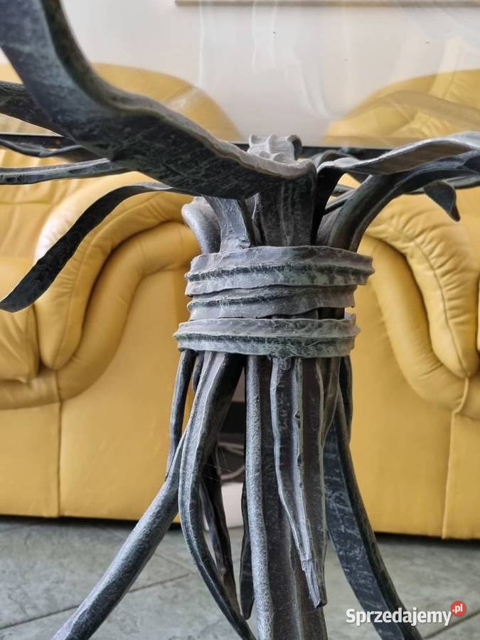 stolik żelazny kuty ze szklanym blatem Warszawa