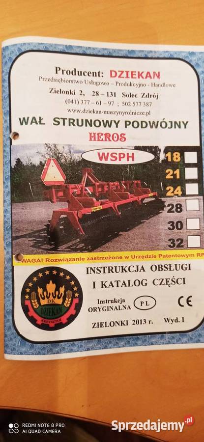Wał strunowy podwójny heros plus kultywator Konary