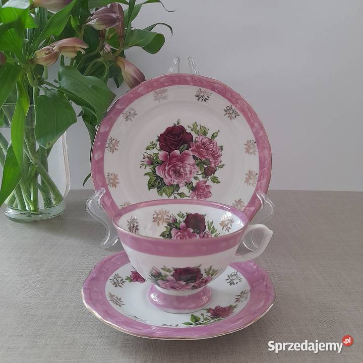 Zestaw śniadaniowy filiżanka spodek talerzyk Porcelana i szkło Bogatynia