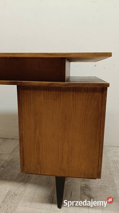 biurko PRL modern dwustronne gabinetowe okleina łódzkie