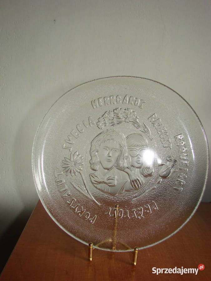 szwedzki szklany talerz na sery Pruszcz Gdański