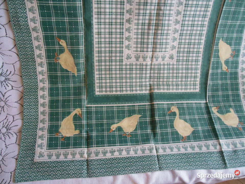 Obrus kuchenny zielony w gąski PRL świętokrzyskie Kielce