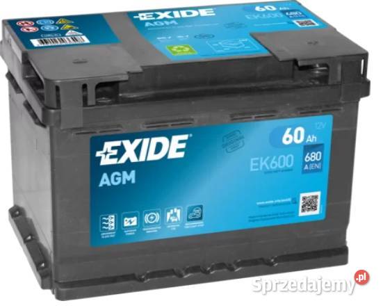 Akumulator EXIDE AGM EK600 60Ah 680A DARMOWA Płock