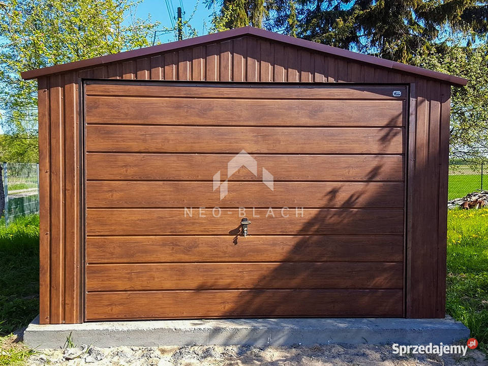 Garaż Blaszany 35x5m Brama uchylna Ciemny Orzech Siedlce