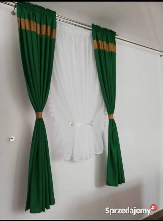 Zasłony zielone z cyrkoniami 90x206 Wyposażenie wnętrz Częstochowa sprzedam