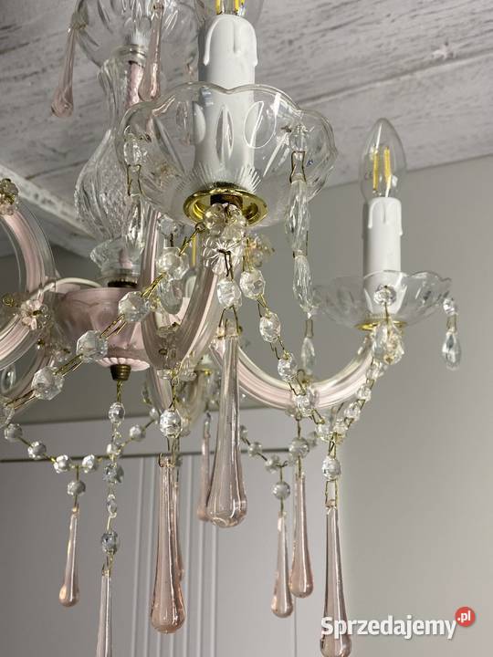 Francuski Żyrandol vintage 8 Lampa 5ram róż Poznań