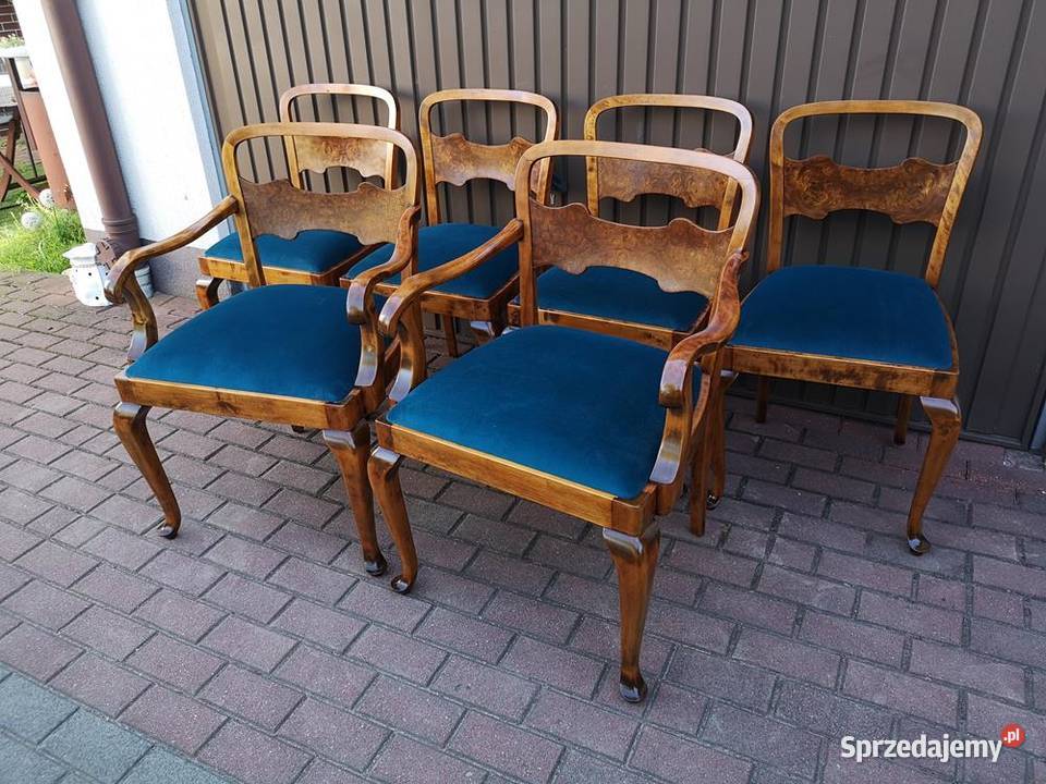 KrzesłaFotele Komplet 6 Sztuk ARTDECO Stare Meble Swarzędz