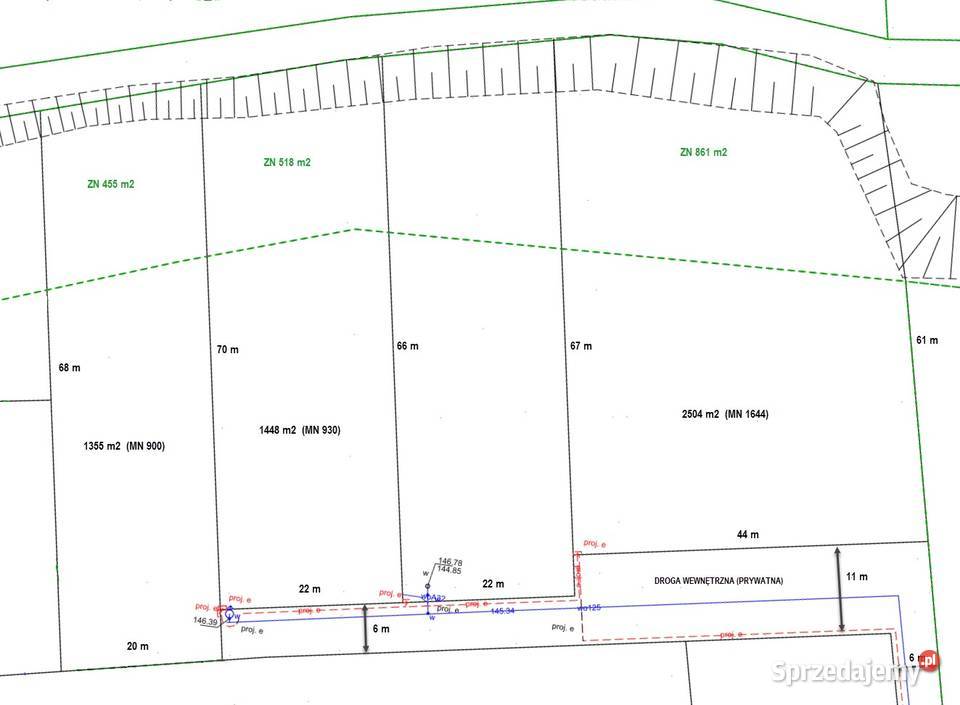 Działki 14002500m2 Woda Miejska Energia budowlana Długołęka